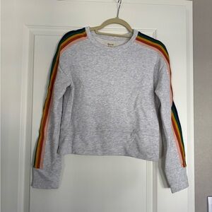 Madewell Gray Sweatshirt with Rainbow Stripes